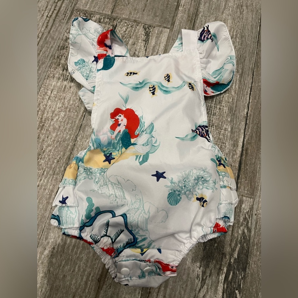 Little mermaid ruffle butt romper size 6-12months